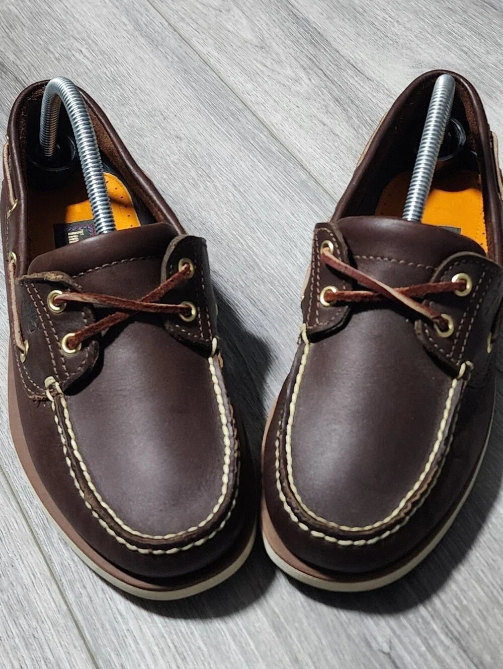 Timberland Classic 2 Eye Brown Leather Moc Toe Boat Shoes Loafers Mens Size 8